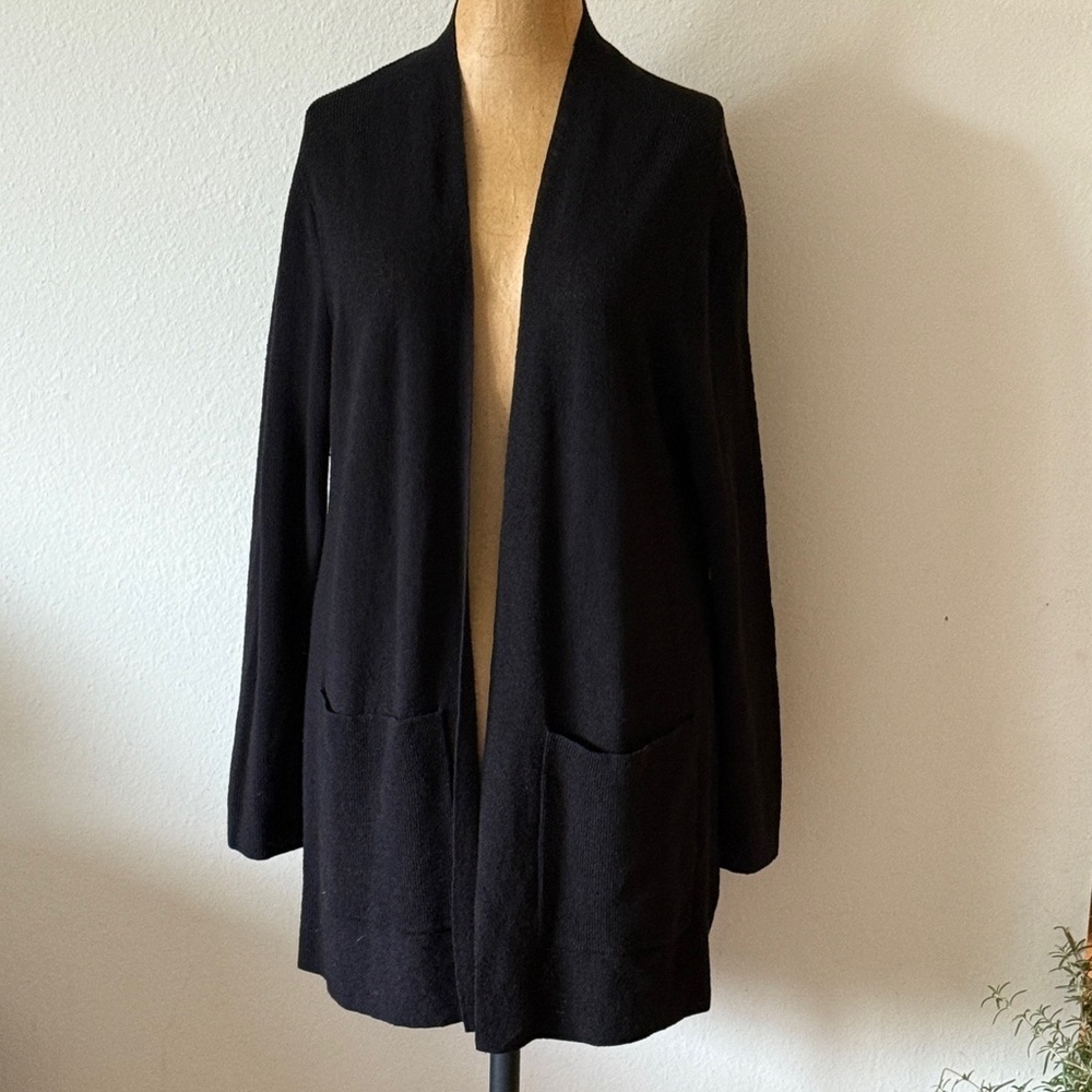 Eileen Fisher sz PS long open front cardigan linen blend great pre owned cond